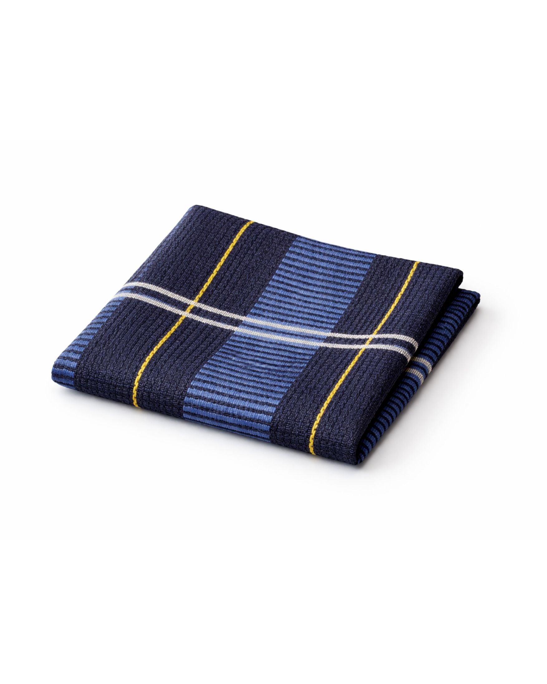 Pañuelo POLO Azul Marino con Líneas Celeste y Amarillo – Signature Formal