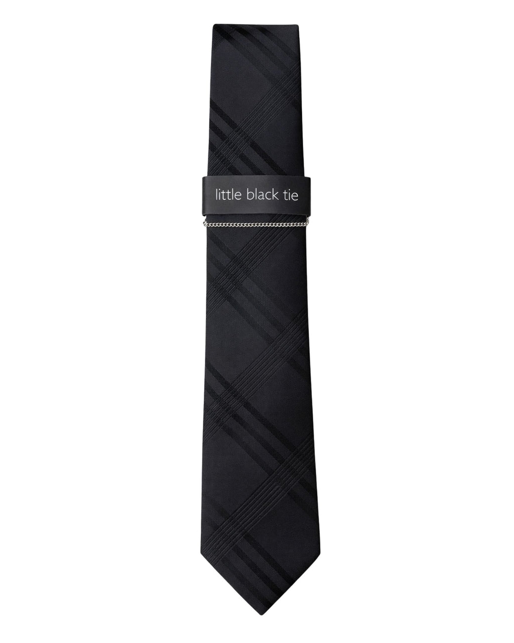 Corbata Negra Texturizada con Cadena Metálica – Elegancia Contemporánea