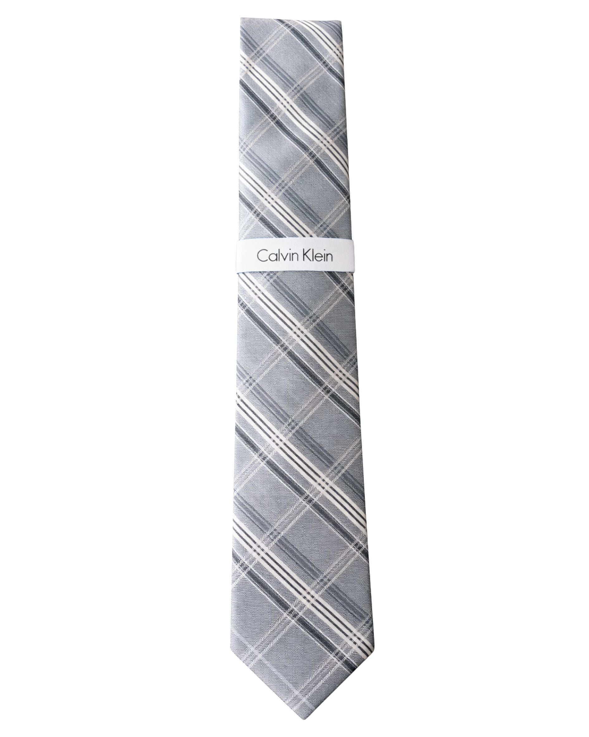 Corbata CALVIN KLEIN Cuadros Gris Signature
