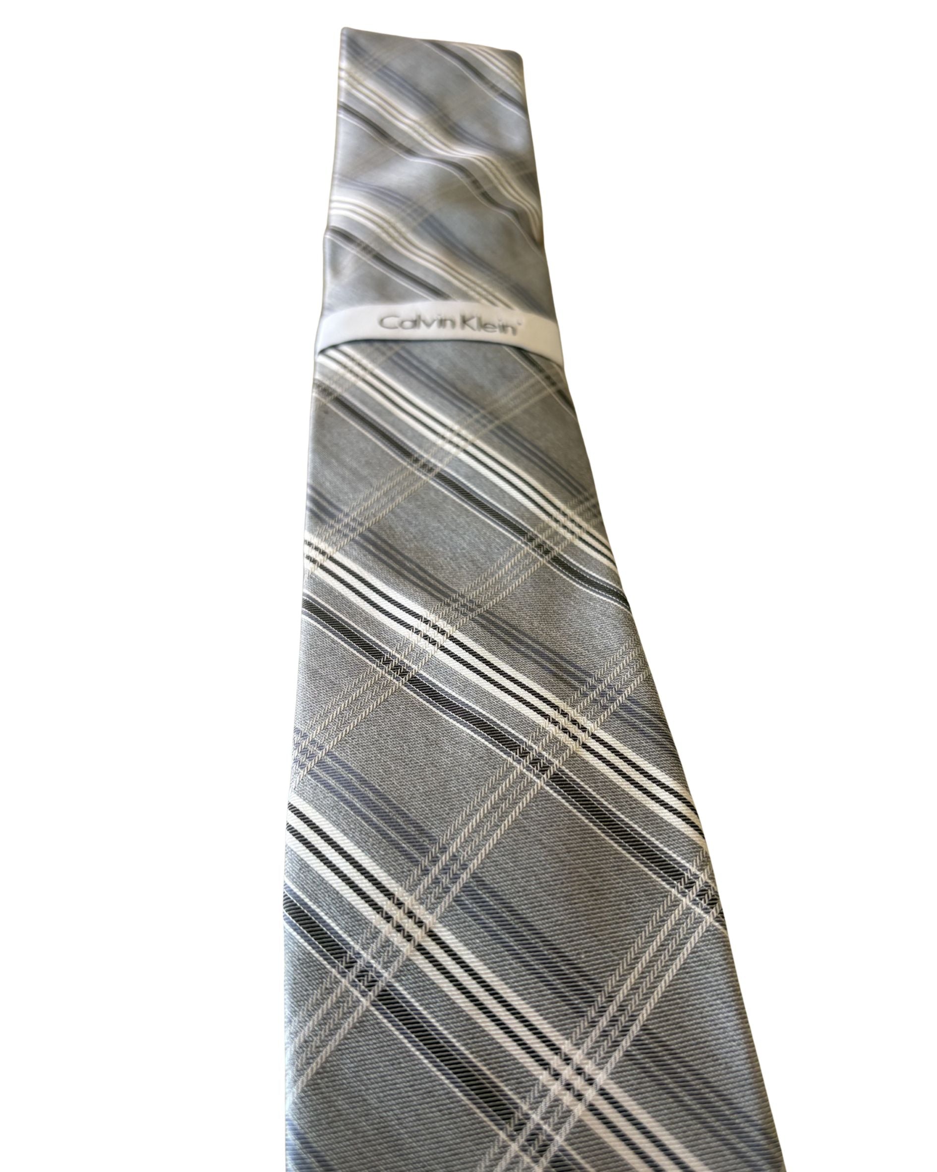 Corbata CALVIN KLEIN Cuadros Gris Signature