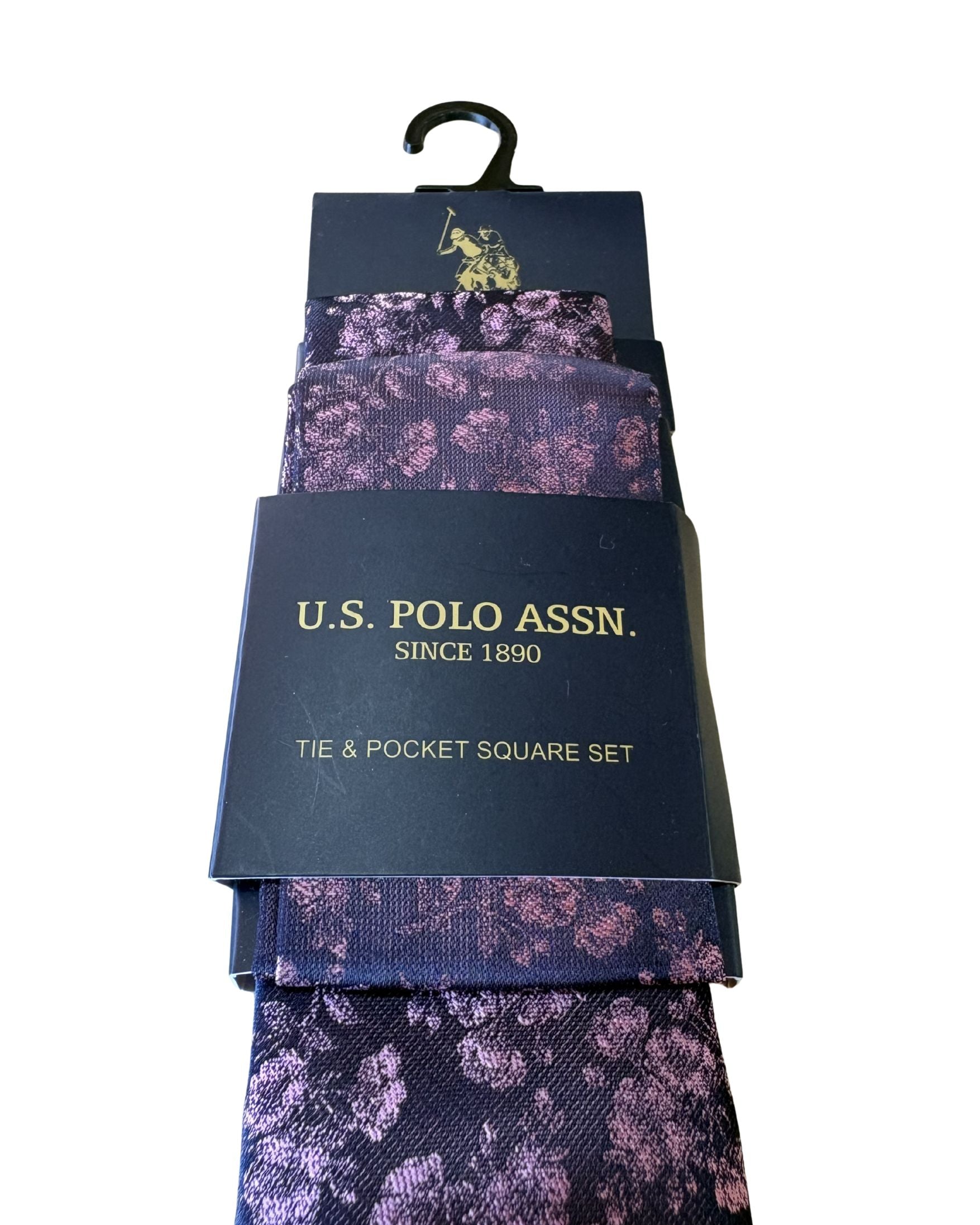 Set Corbata + Pañuelo U.S. POLO ASSN. Floral Violeta Premium