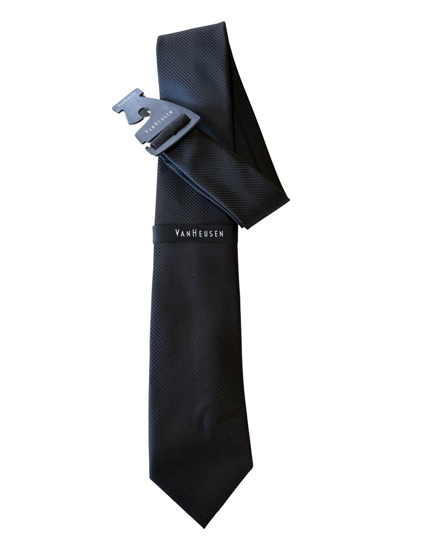 Corbata VAN HEUSEN Negra Slim Texturizada – Elegancia Ejecutiva