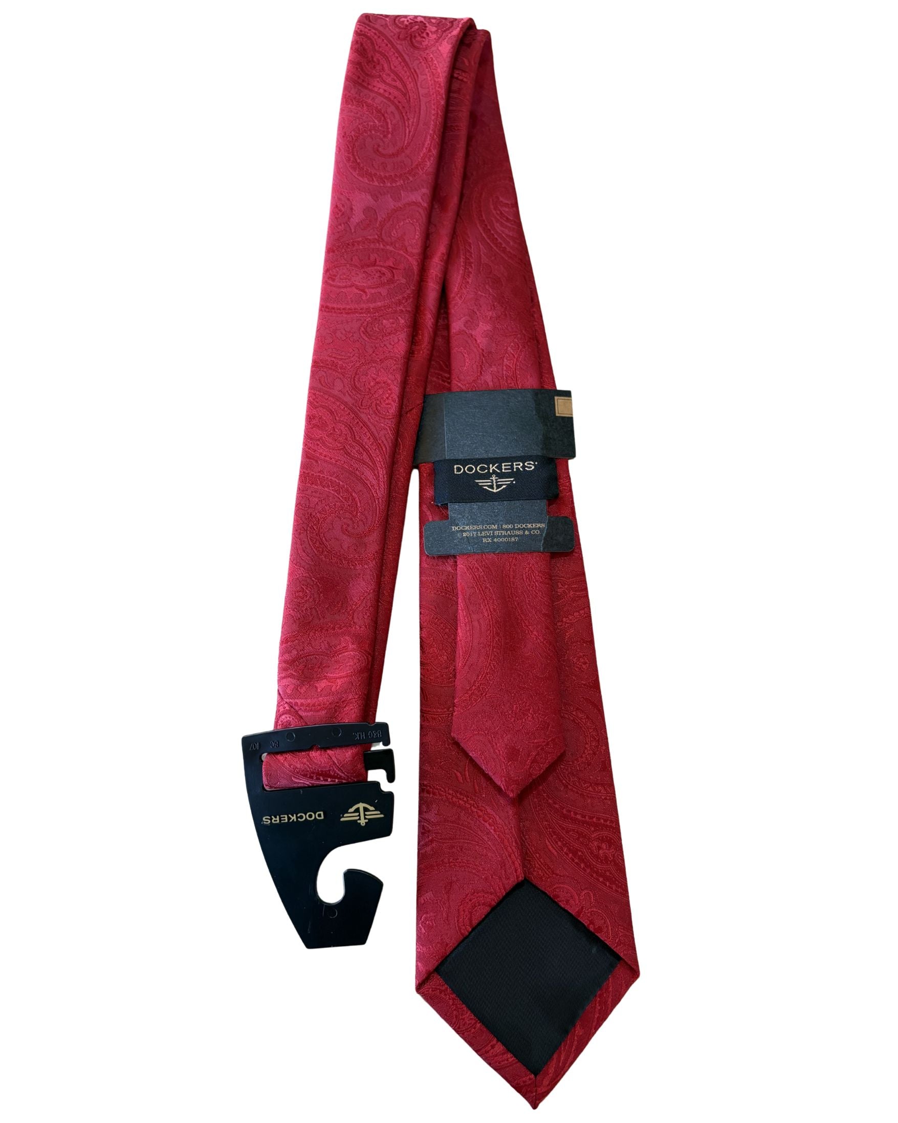 Corbata DOCKERS Roja Intensa con Diseño Paisley – Estilo Ejecutivo Slim