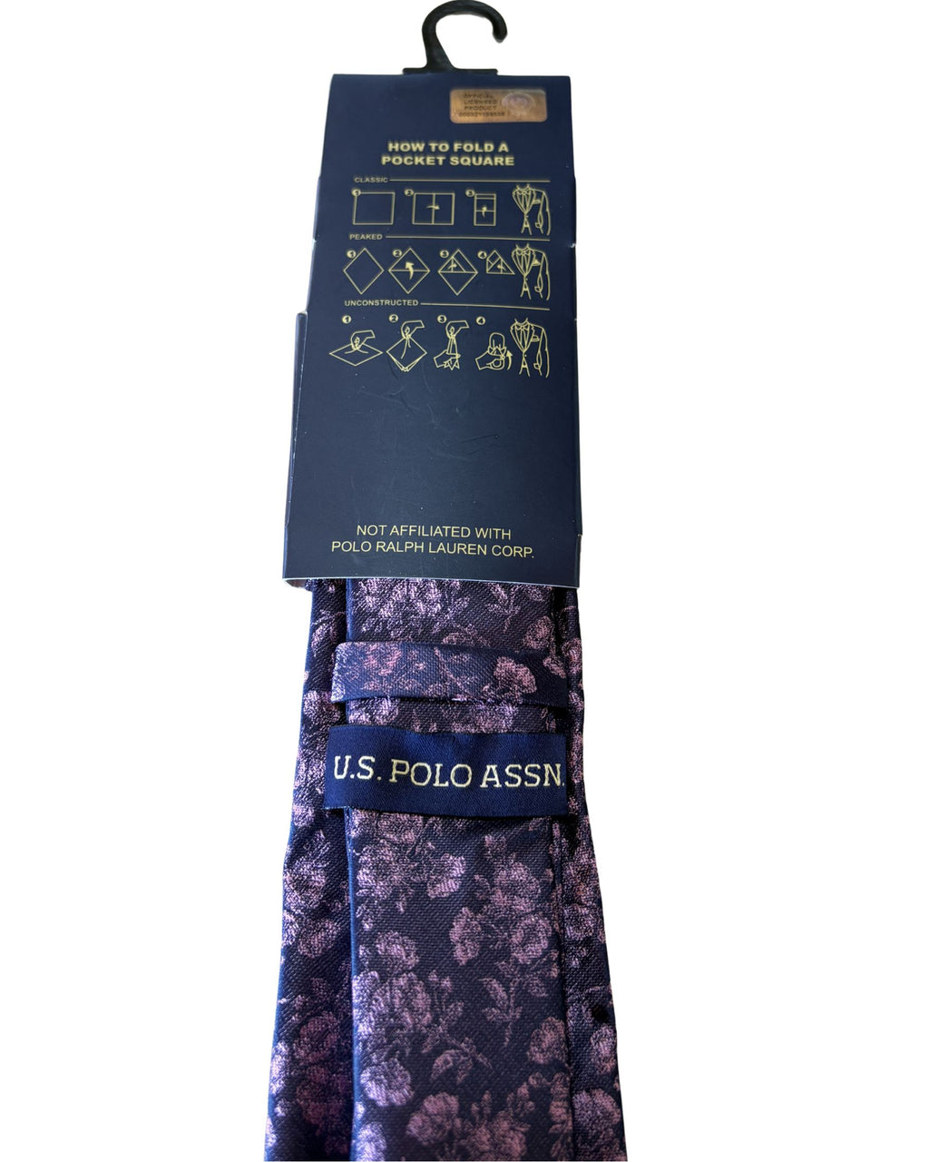 Set Corbata + Pañuelo U.S. POLO ASSN. Floral Violeta Premium