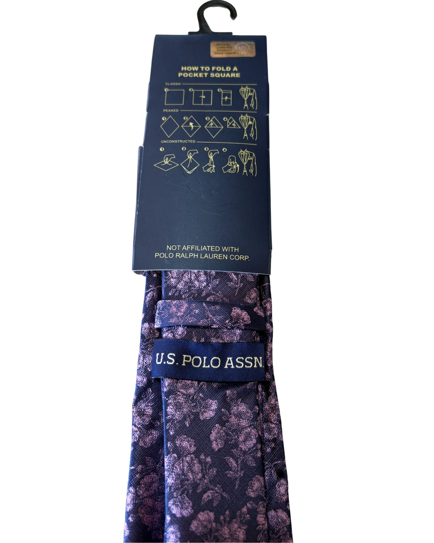 Set Corbata + Pañuelo U.S. POLO ASSN. Floral Violeta Premium