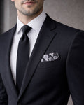 Set Corbata Negra Slim + Pañuelo Floral Blanco PIERRE CARDIN – Elegancia Formal