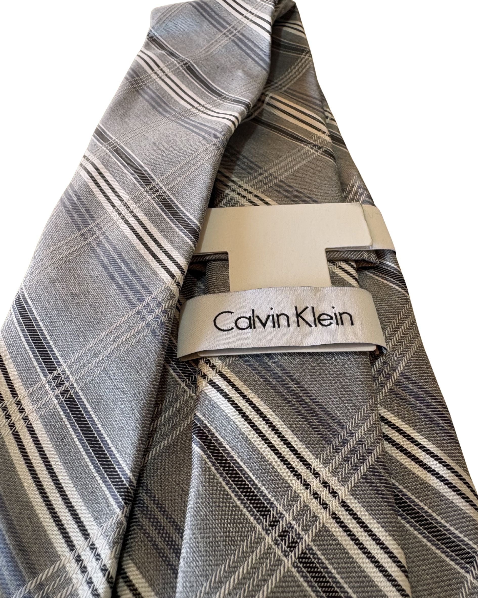 Corbata CALVIN KLEIN Cuadros Gris Signature