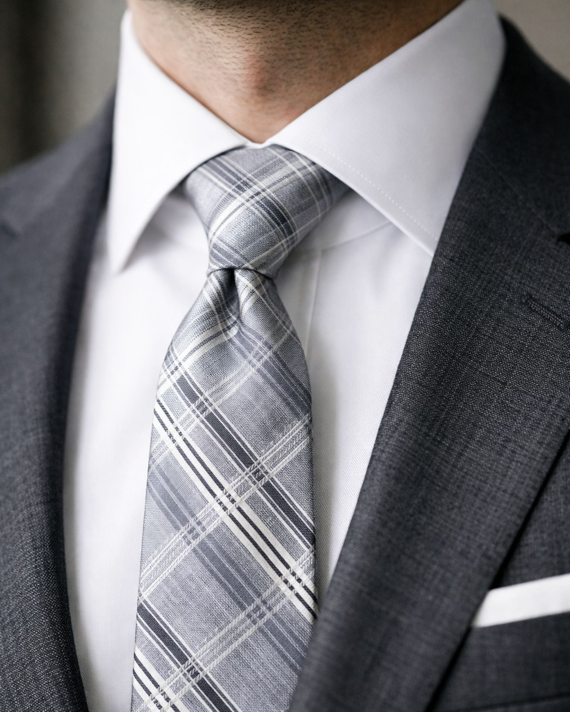 Corbata CALVIN KLEIN Cuadros Gris Signature